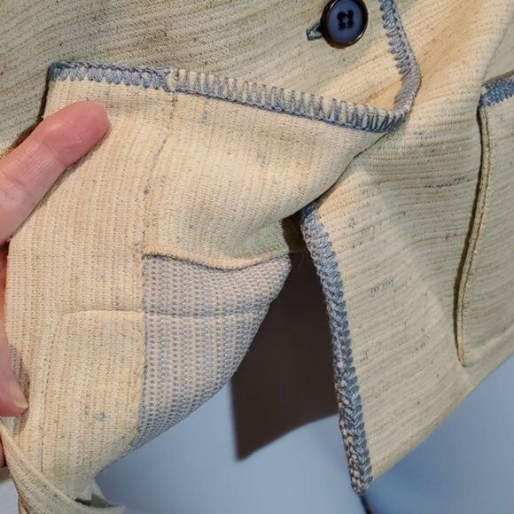 Vintage Gold & Blue Heathered Double Knit Jacket Cottagecore Sz M? Grannycore - Picture 4 of 6